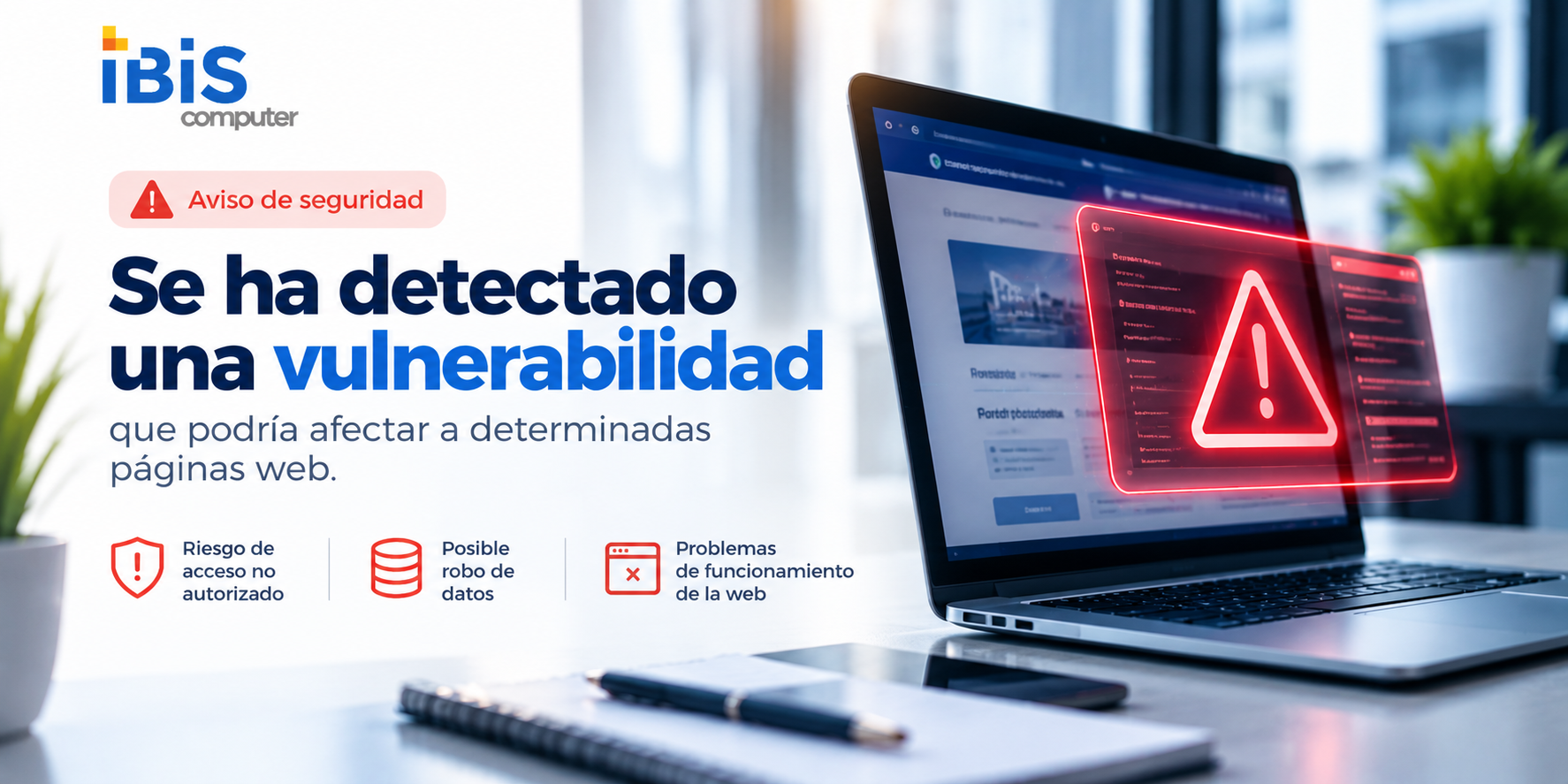 Alerta de seguridad informática con vulnerabilidad detectada
